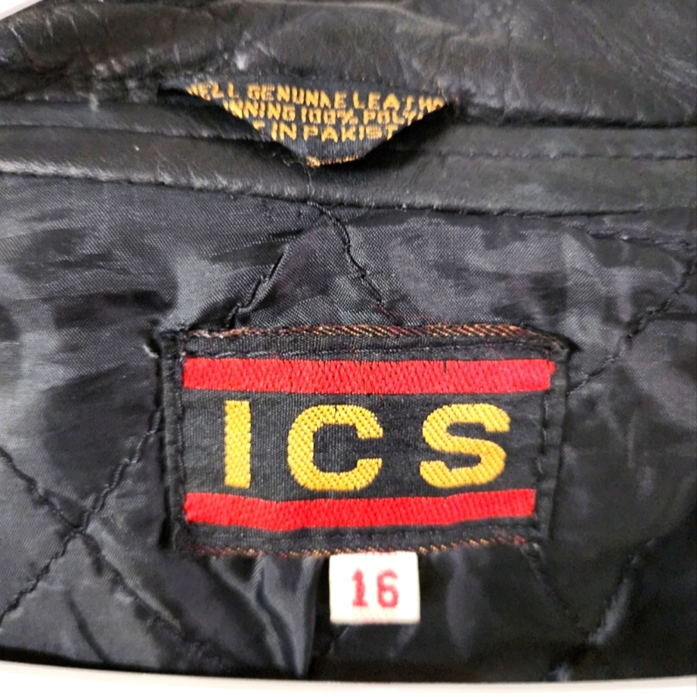 Vintage ICS Motorcycle Leather Jacket Sz.16..see Measurements - Picture 7 of 14